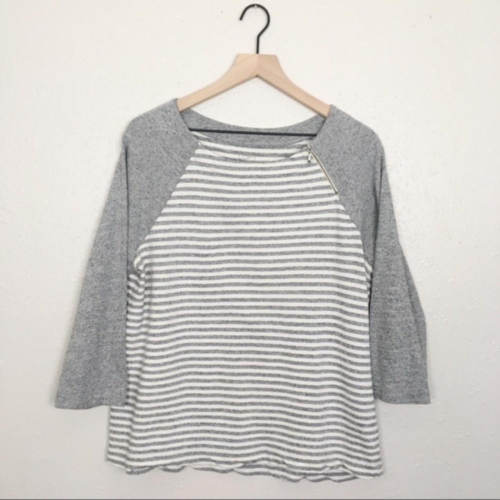 5/$25 Loft lightweight terry cloth stripe pullover